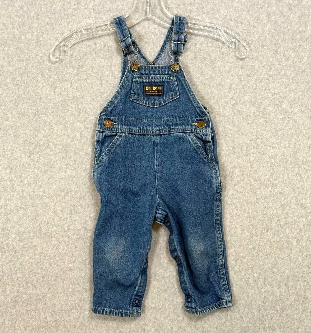 Vtg OshKosh B'Gosh Vestbak Denim Overalls Size 18M Classic Everyday USA